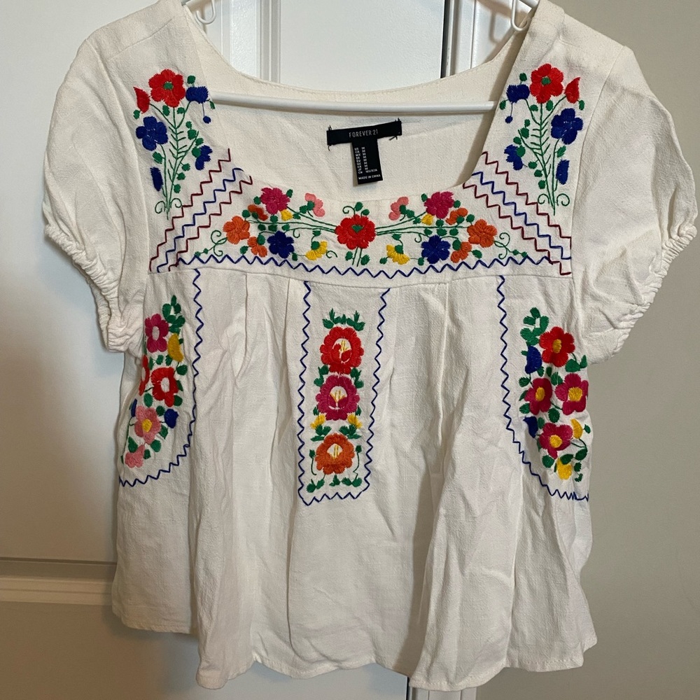 Forever 21 floral embroidered top